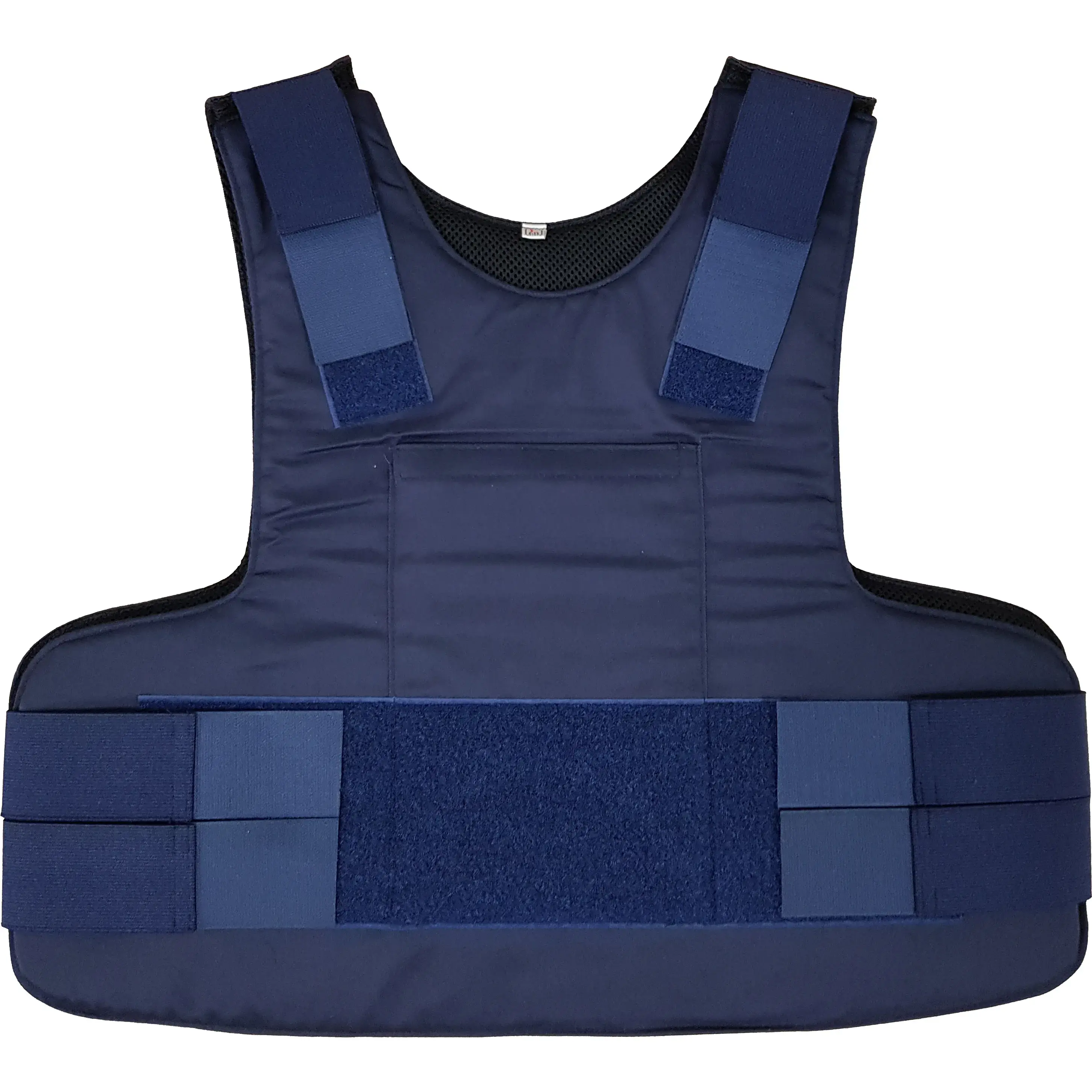 Front view of the ballistic vest showing adjustable straps and reinforced panels, combining protection and comfort.